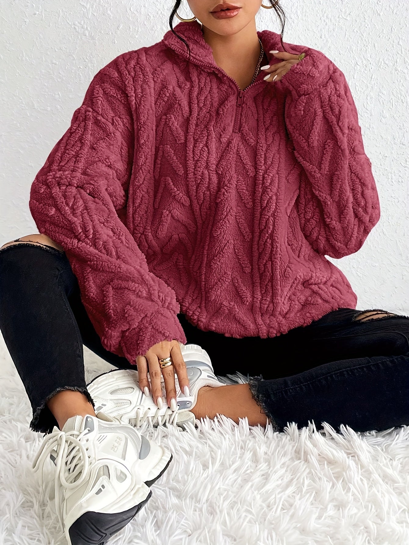 Annette™ - Gestrickter Halb-zip Komfort Pullover