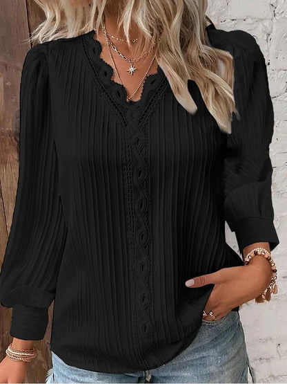 Birgit™ – Bluse mit Spitzendetails aus Chiffon