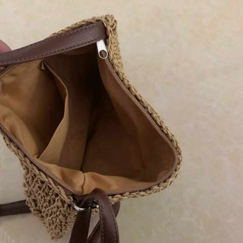 Lajah™ - Gewebte Schultertasche mit Reißverschluss für den Sommer, verstellbar und zeitlos