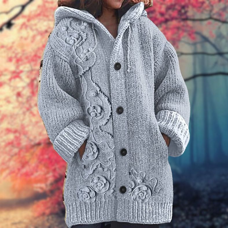 Janet™ - Warmer Damen-Pullover mit Knopfleiste und Kapuze