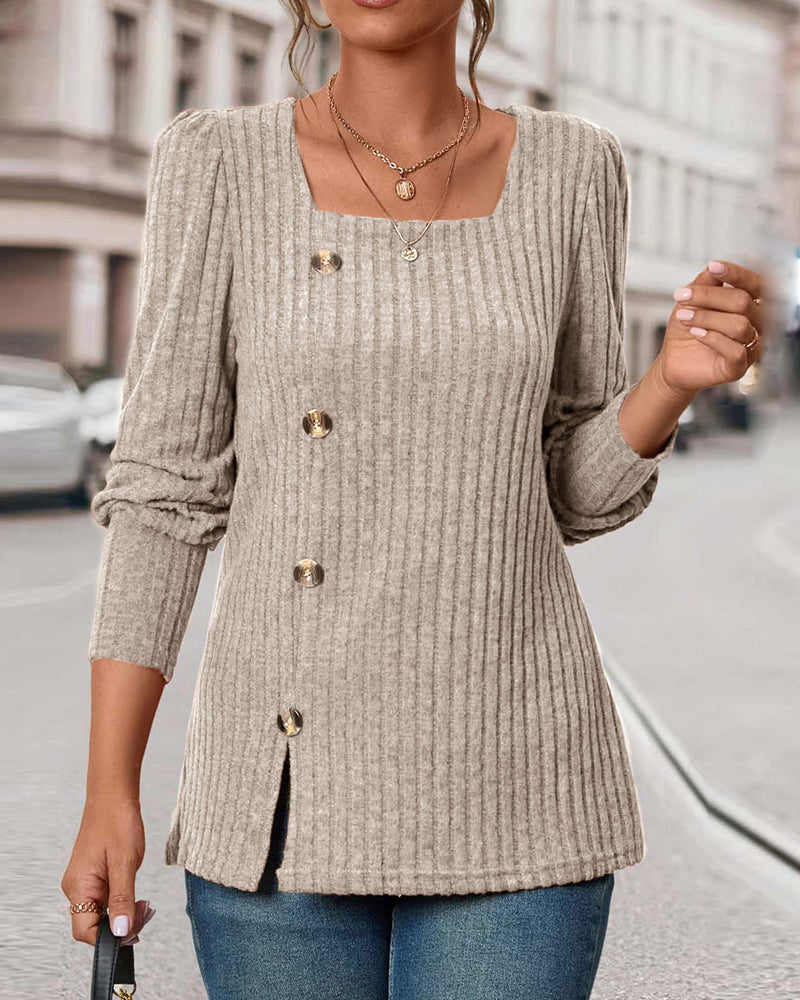 Luna™ - Elegantes Ripp-Top mit Knopfdetails